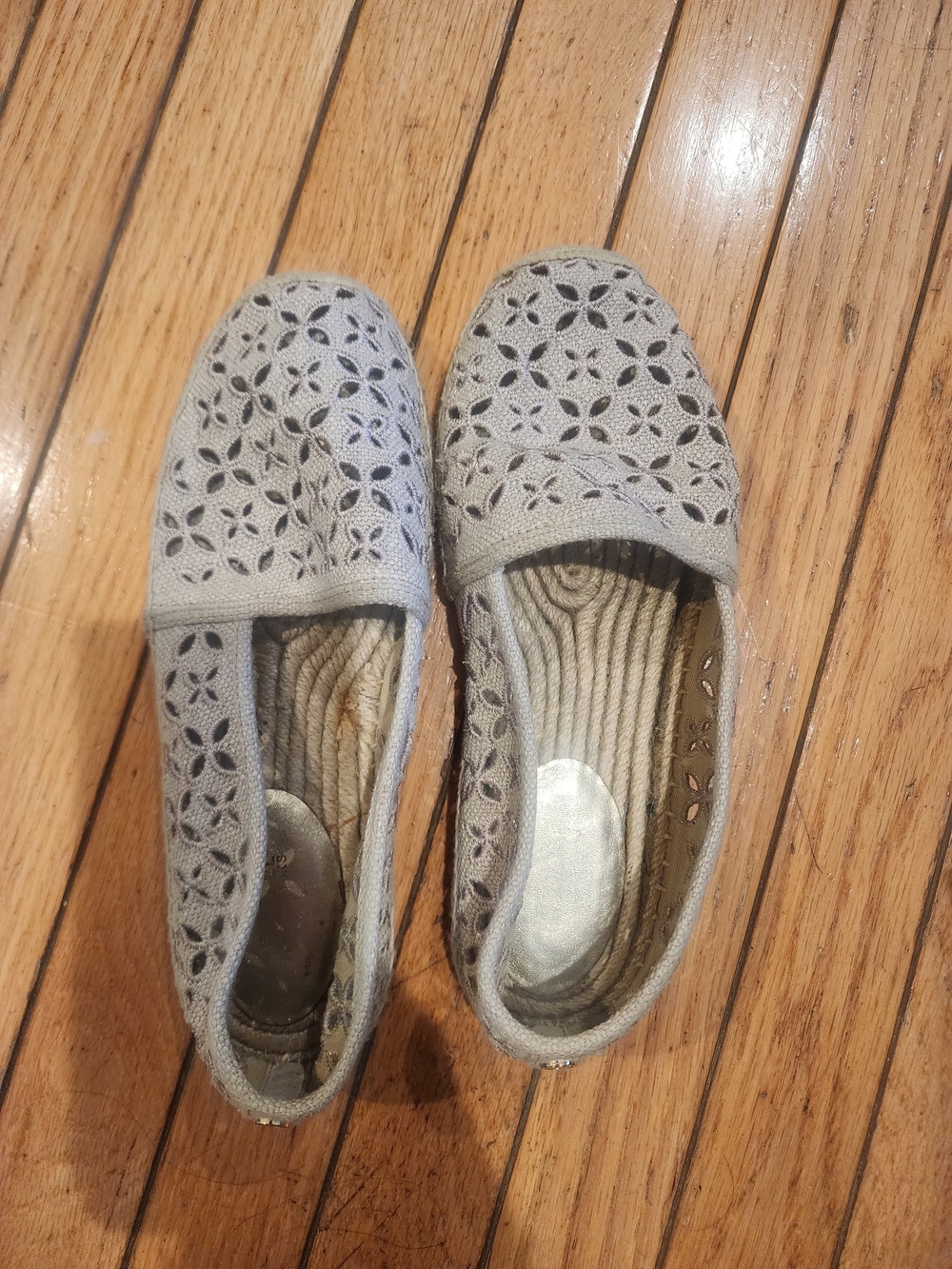 Michael Kors Light Beige Laser-Cut Slip-On Sandals